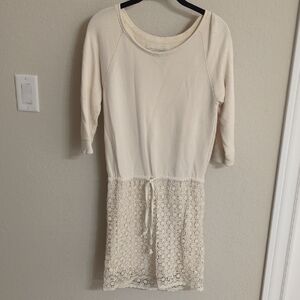 Anthropologie Cream Knit Sweater with Textured Pattern